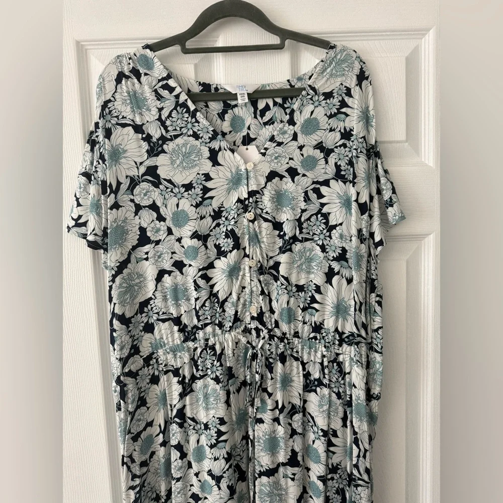 Time and Tru Blue Floral Dress 💙 Size 22/XXXL 🩵 NEW WITH TAGS - Picture 2 of 13